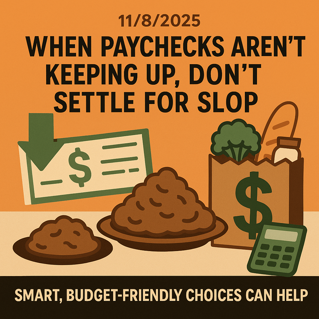 11/8/2025 - When Paychecks Aren't Keeping Up, Don't Settle for Slop — Smart, Budget-Friendly Choices Can Help